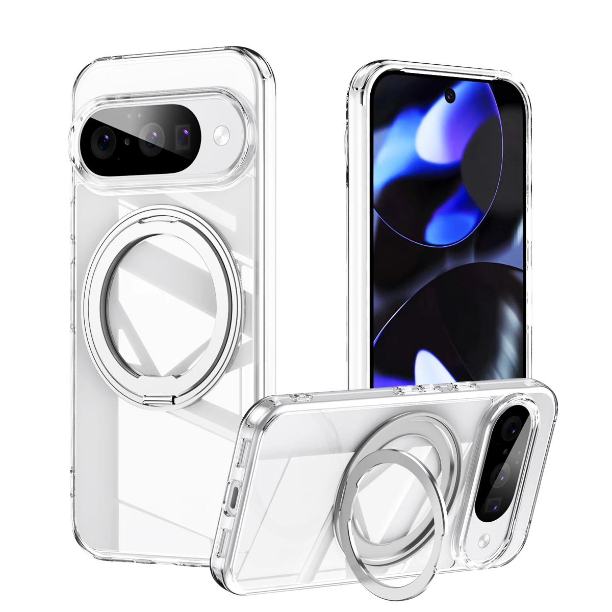 For Google Pixel 11 Pro XL 10 9 8 Pro XL Case Matte Rotating Bracket Magnetic Wireless Charging Shockproof Back Case Accessories