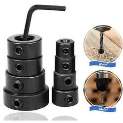 Drill Depth Stop Bit Collar Set Adjustable Positioner Limit Ring Allen Wrench Tighten The Stopper Set-Screws Woodworking Tool
