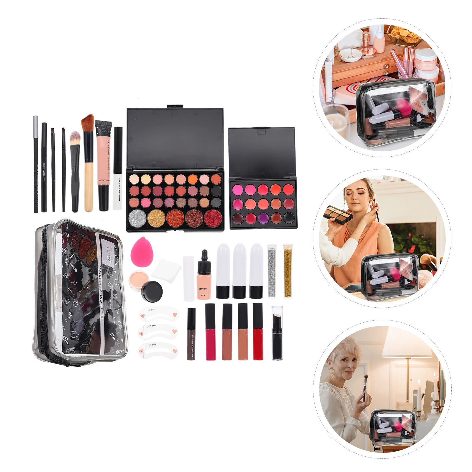 

1Set All-in-One Makeup Kit Set Durable Practical Makeup Brush Kit for Women Complete Cosmetics Supplies