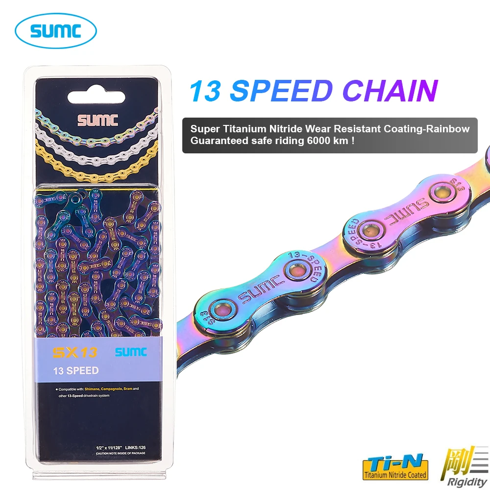 SUMC 13 Speed MTB Road Bike Chain 126L SX13 Original Box 13V Bicycle Chain with missinglink Compatible with Shimano SRAM