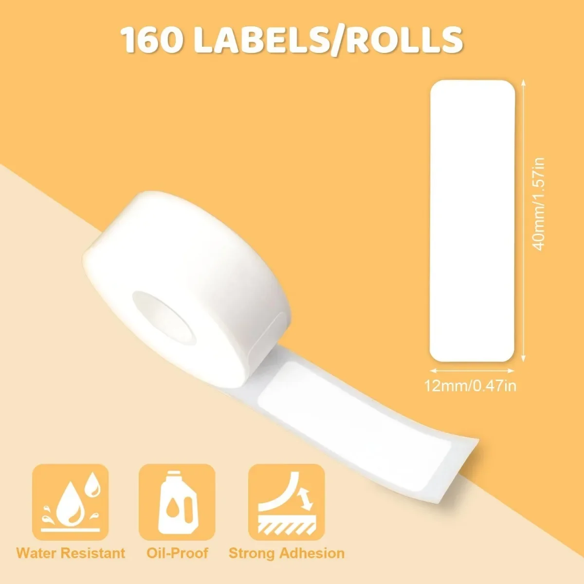 Label Maker Tapes For D30 D35 P11 Label Printer, 12x40mm/15x30mm White Self-Adhesive Tape Sticker For Office Household Supplies