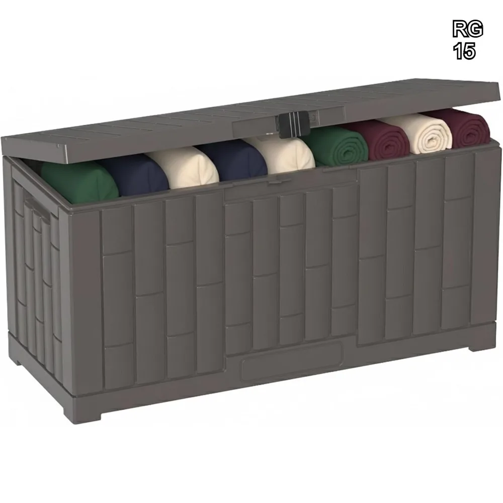 

Водонепроницаемый уличный контейнер для хранения объемом 60 галлонов с замком, усиленный полимерный ящик для патио, сада, бассейна, гаража