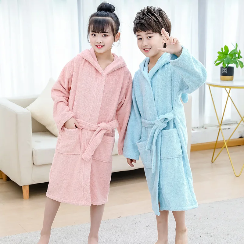 Children Baby Thick Bath Robes 100%Cotton Kids Sleepwear Robes Pijamas Cartoon Nightgown Boys Girls Bathrob Towel Baby Clothes