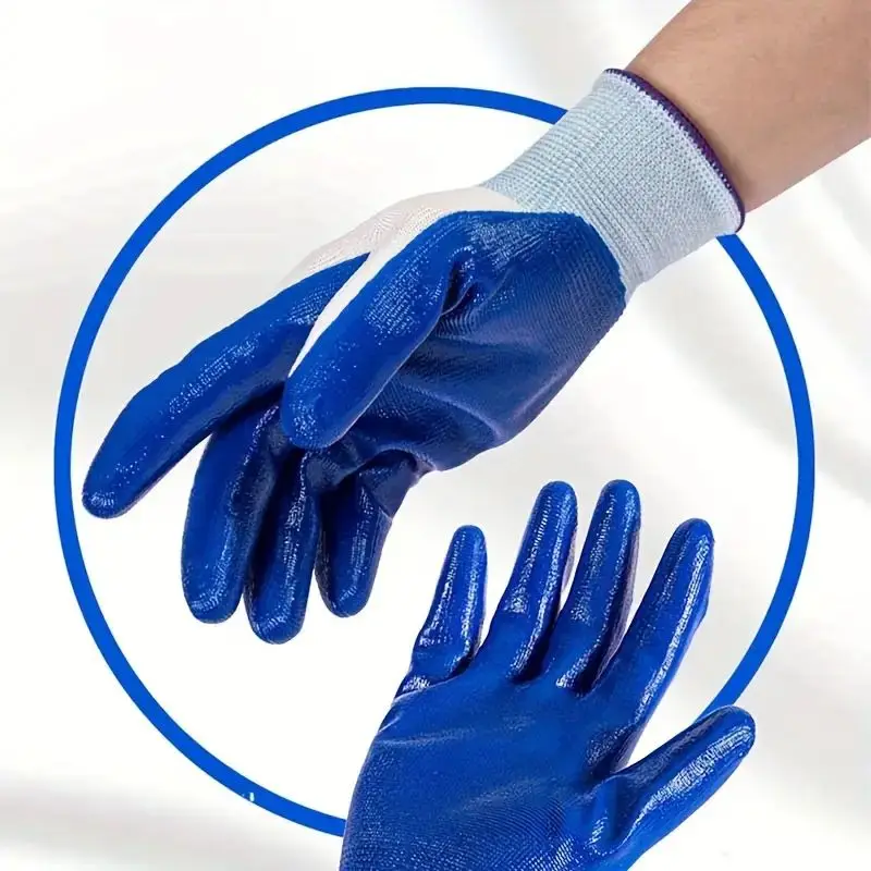 12 Pairs Thin Latex Non-slip Wear-resistant Work Gloves, Rubber Dip Glue Rubber Skin Thickened Thin Gloves, Labor Protection image 5