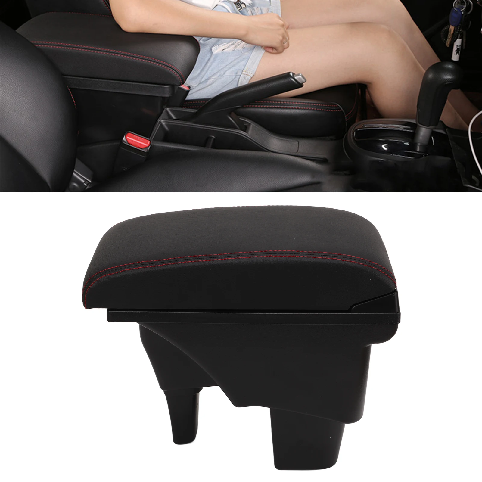 

Подлокотник для автомобиля, черный, для центральной консоли, с красной строчкой и USB-интерфейсом, замена для Suzuki VITARA