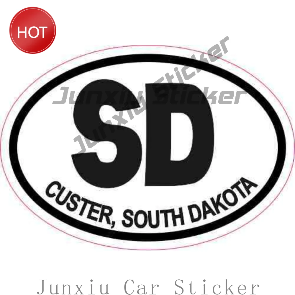 Oval SD Custer South Dakota Vinyl Car Sticker Creative Decal For Rear Window Destination Souvenir Automotive Accessories