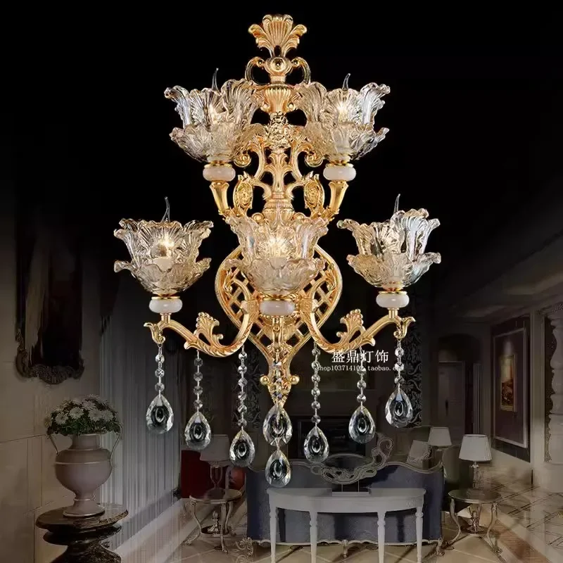 

European style villa living room crystal wall lamp, large candle wall lamp, hotel wall luxury lamp