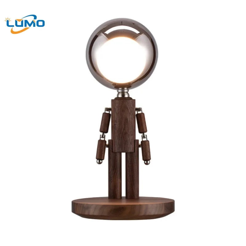 

Modern Wooden People Table Lamps USB Rechargeable Atmosphere Stepless Dimming Bedroom Bedside Living Room Restaurant Desk Lights