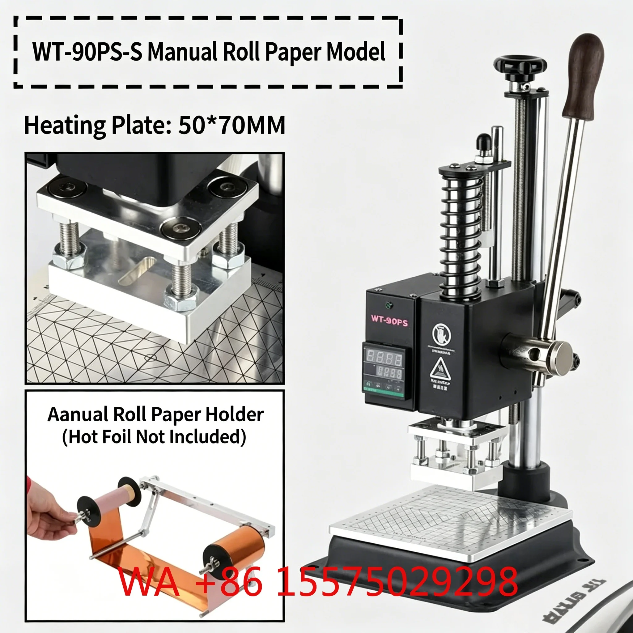 Digital Temperature Control Manual Hot Foil Stamping Embossing Wood Branding Gold Foiling Work Digital Hot Foil Stamping Machine