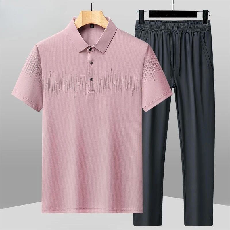 Nylon T-shirts Pants Suits for Men No Logo Man Trousers Sets Two Piece Set Korean Style 2025 High Quality New in Matching Baggy