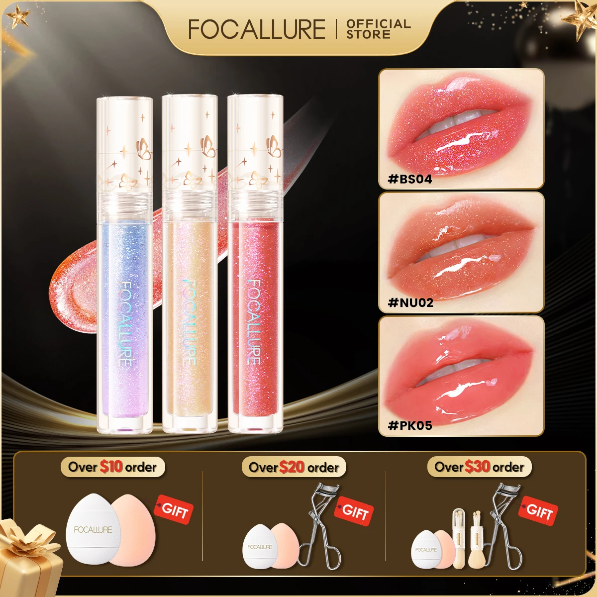 

FOCALLURE Glitter Shimmer Liquid Lipstick Long-lasting Moisturizing Lip Glosses High Pigment Plumping Lip Glaze Makeup Cosmetics