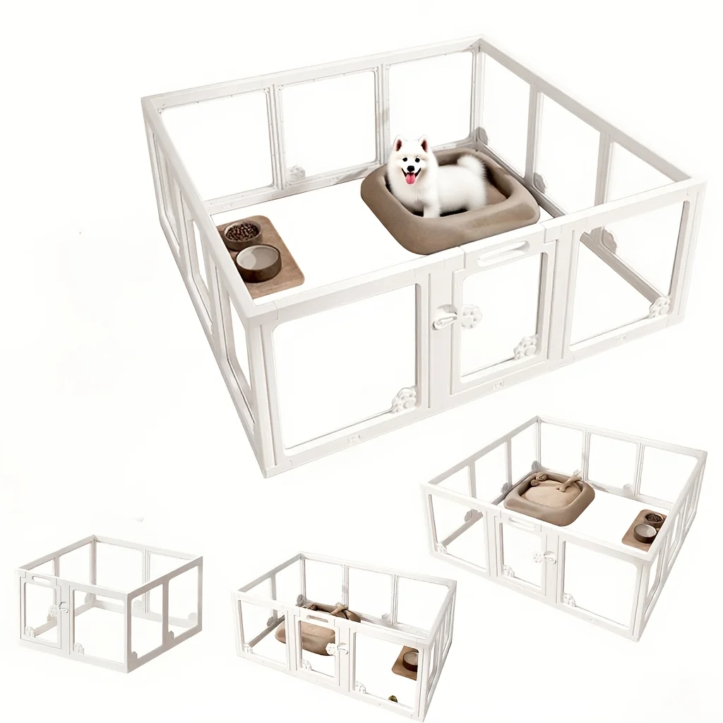 

Прозрачный вольер для животных с 8/10/12 панелями для использования в помещении и на улице, вольер для собак с дверцей, легко устанавливается и разбирается, вольер для щенков и собак, Ca