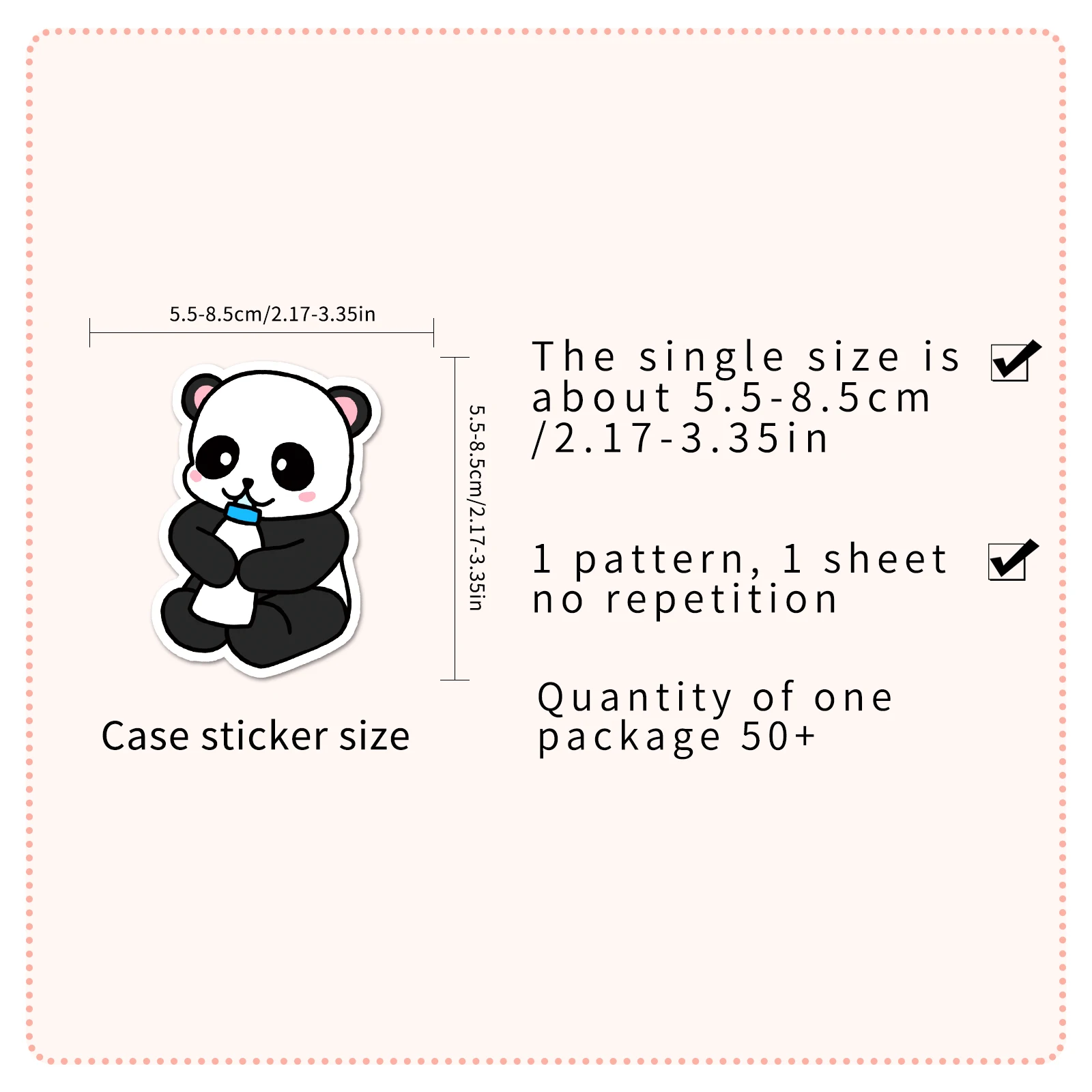 50Pcs Panda series Cartoon Cute Waterproof Sticker Skateboarding Snowboard Retro Vinyl Sticker