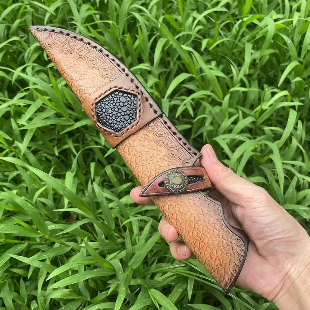 28.2cm Hunting Knife Leather Case High Quality Cowhide Leather Sheath Outdoor Camping Carrying Knife Holsters Gift For Men