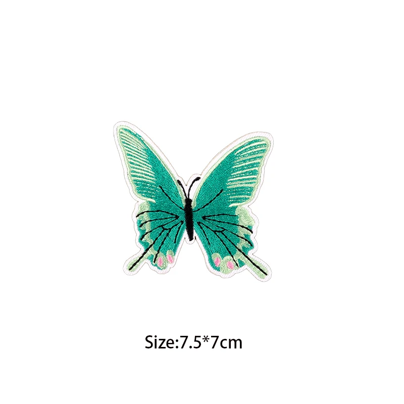 Green Butterfly Embroidery Patches For Clothes Iron on Appliques Badges Women\'s Clothing Headwear Hair Clips Decor Accessories