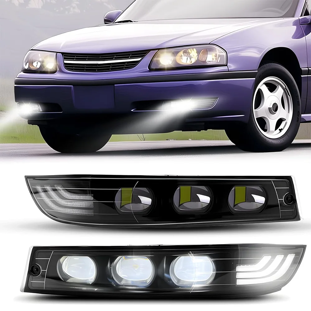 

LED Fog Lights for Chevy Impala 2000 - 2005 Front Bumper Driving Fog Lamp Assembly Daytime Running Light & Turn Signal Light