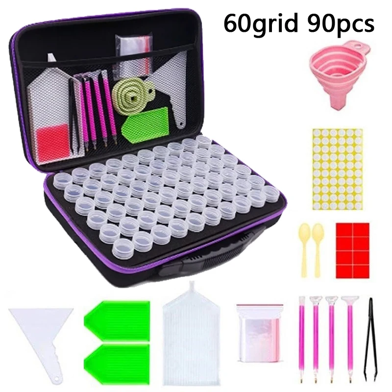 

60 Slots Diamond Painting Drill Storage Box Diamond Pearl Sequined Manicure Accessories Case DIY Diamond Painting Tool Kit