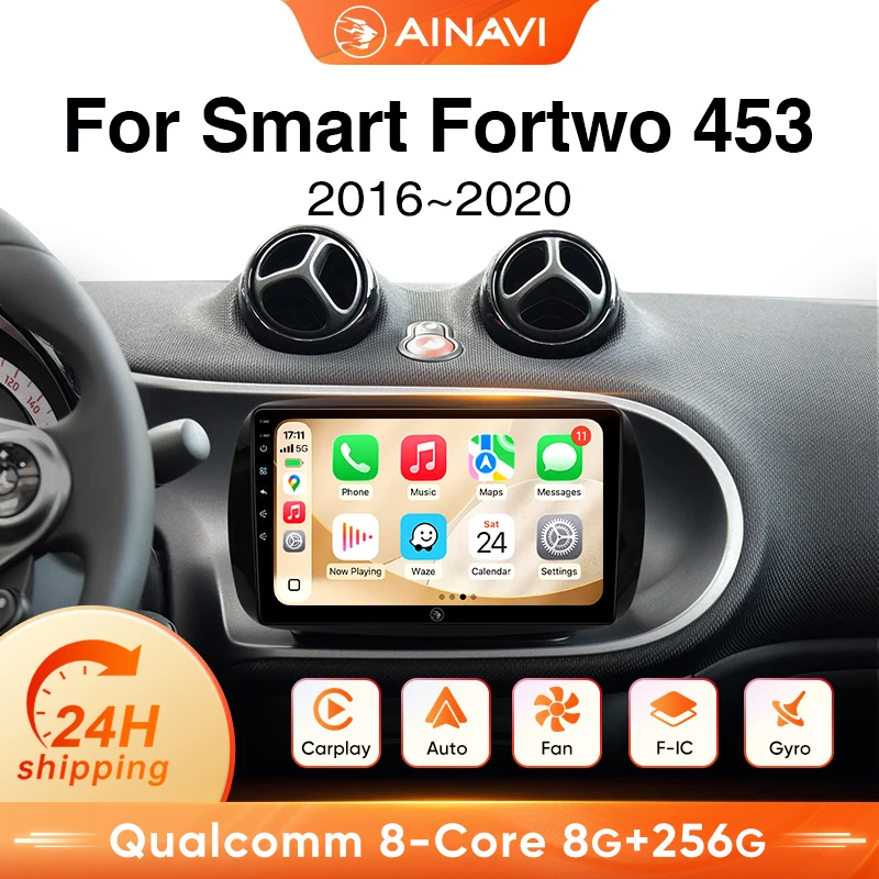Autoradio Ainavi per Mercedes Benz Smart Fortwo 453 2016 - 2020 Android 13 CarPlay Wireless Android Auto Lettore Multimediale HDMI 2 DIN Autoradio