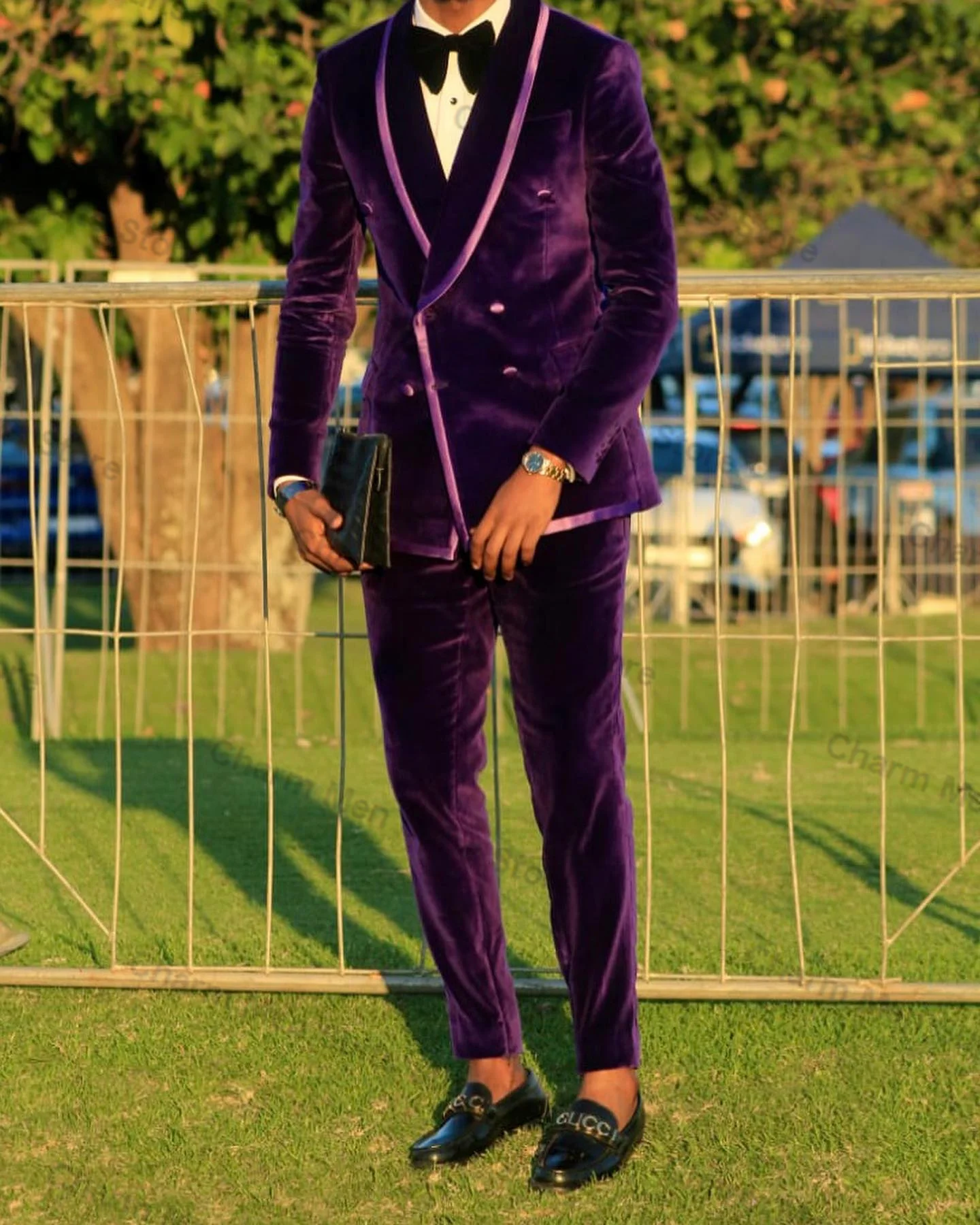 Purple Velvet Wedding Men Suits Set 2 Piece Blazer+Pants Trousers Groom Tuxedo Fall Formal Office Prom Jacket Business Coat