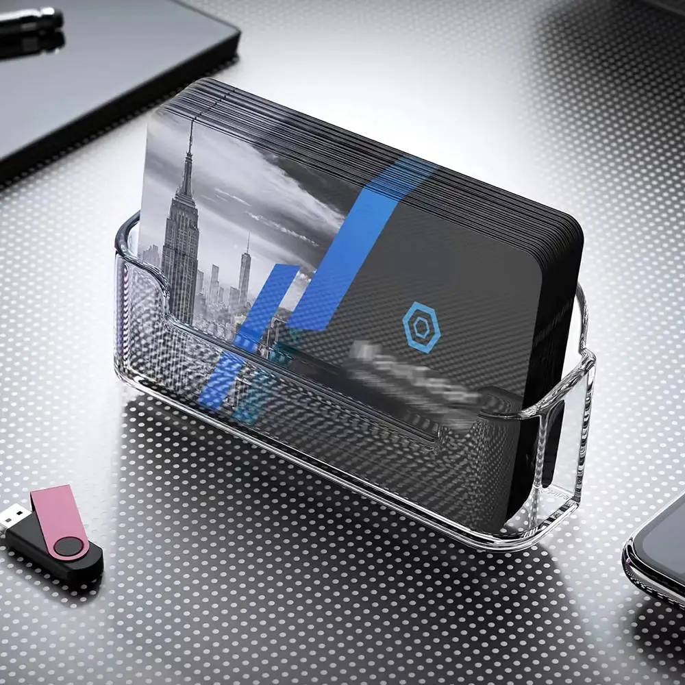Single Layer Transparent Desktop Business Card Display Stand Box Special Office Business Cards Holder Desk Shelf Storage Boxes