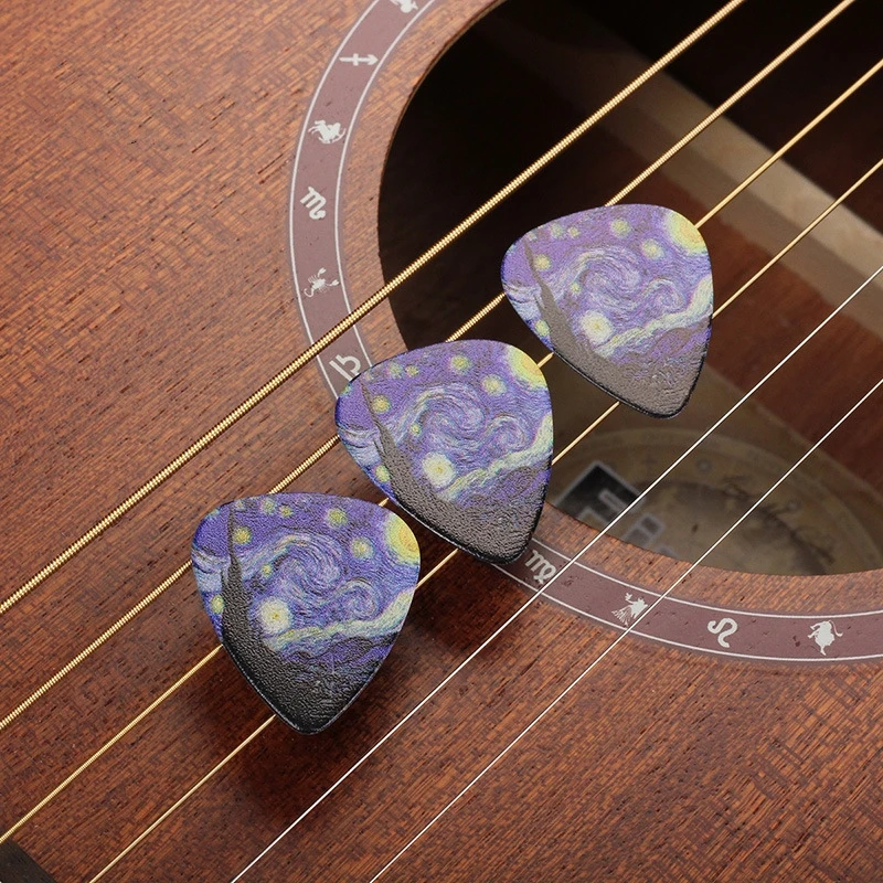 The Starry Night Guitar Picks Van Gogh Accessories 3 Thicknesses Ukulele Bulk Soft Mediators Musical Instruments Parts