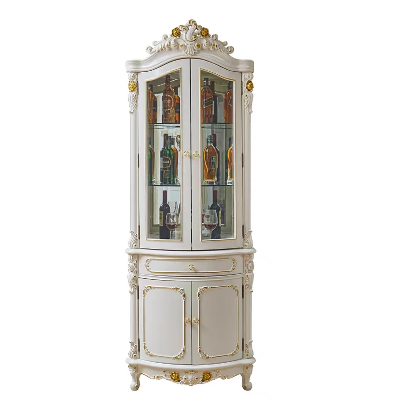 European-style triangular cabinet living room integrated against the wall corner French solid wood wine