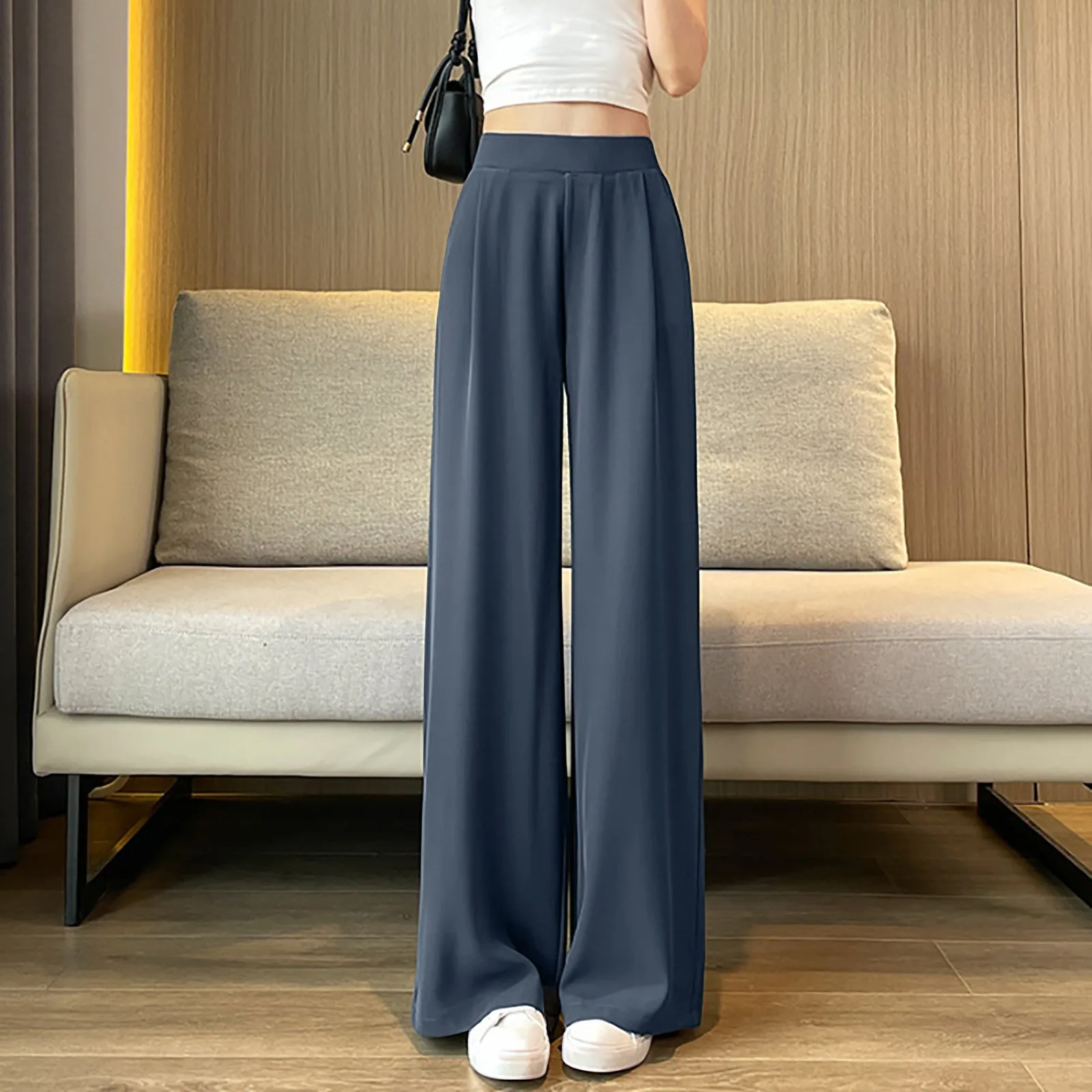 Korean Solid Simple Women Pants High Waist 2024 Spring Summer All-match Pants for Women New Niche Design Long Trousers