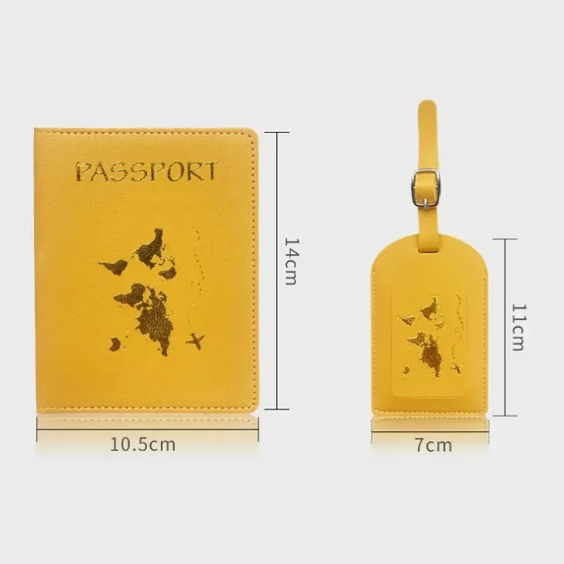 Couverture de Passeport en Cuir PU avec Étiquette de Bagage, Étiquette de Valise, Nom, ID, Adresse, Sac d'Embarquement, Accessoires de Voyage, 1 Ensemble