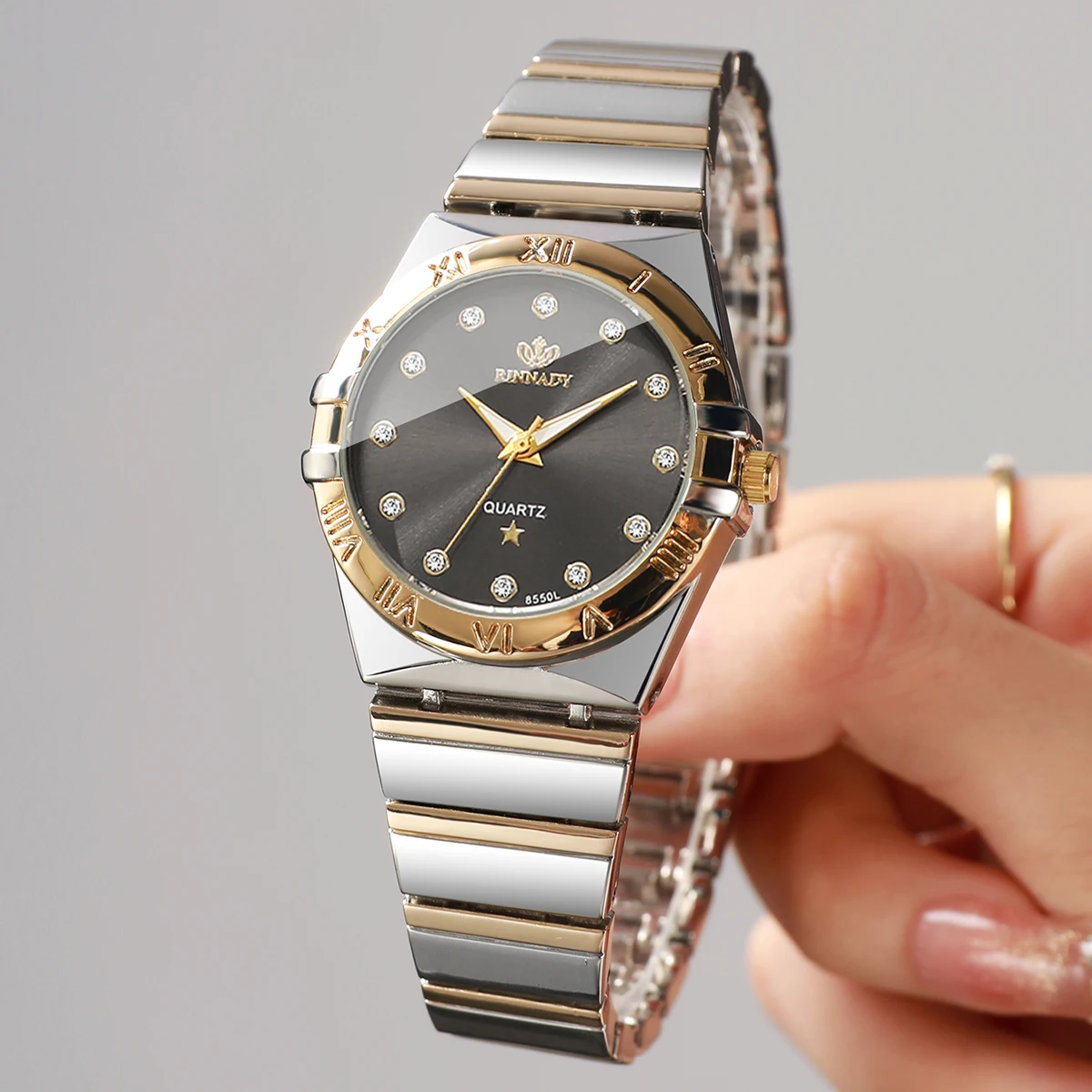 

Elegant Rhinestone Dial Women Watches Stainless Steel Band Quartz Wristwatch for Girls Clock Reloj Mujer (Without Box)