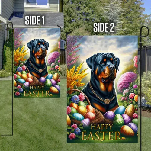 Rottweiler Dog Happy Easter Flag Garden Flag