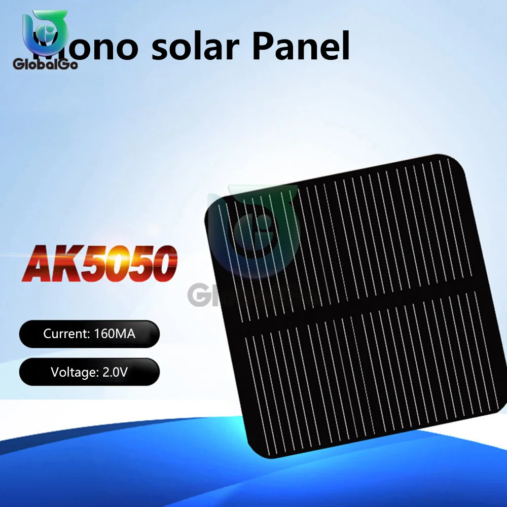 10PCS 2V 160mA 50*50MM 태양 전지 패널 배터리 휴대 전화 충전기 용 단결정 실리콘 모듈 캠핑 잔디 램프 용