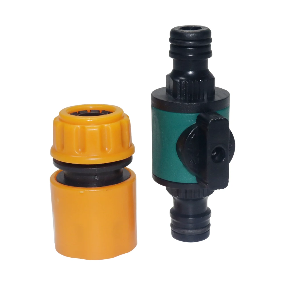 2 Pcs 16mm Equal Garden Hose Shut Off Valve Fitting Plastic Tubing Tap Adapter Quick Joint for Watering Irrigation Car Wash 1/2