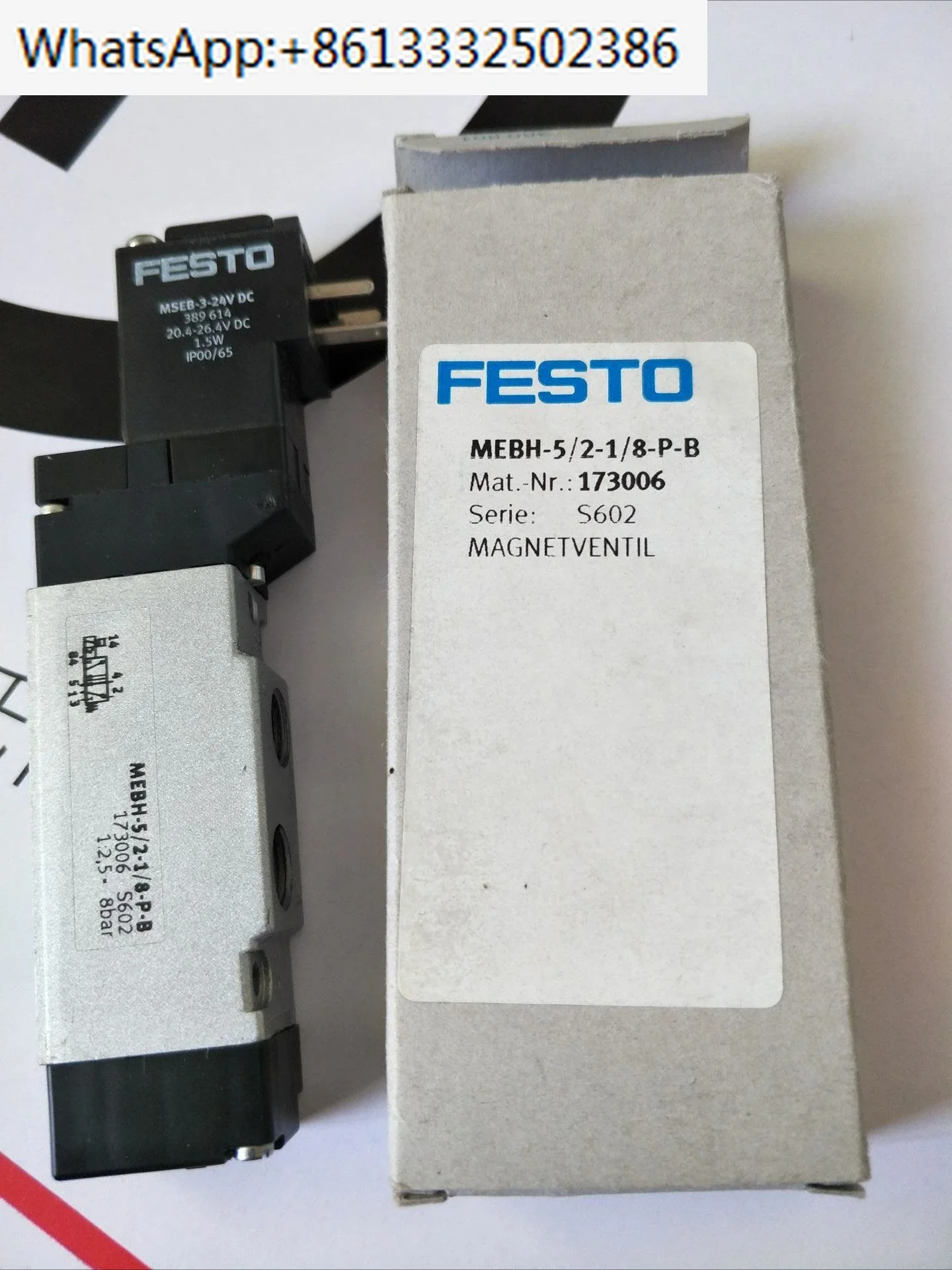 

Festo Solenoid Valve FESTO MEH-5/2-1/8-P-B 173129 Spot.