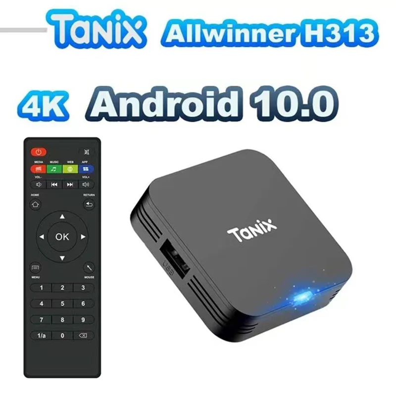 2024 Tanix TX1 Android 10 Smart TV Box 2.4G WIFI 4K HDR 3D 8GB 16GB Allwinner H313 Quad-core ARM Cortex A53 Global Media Player