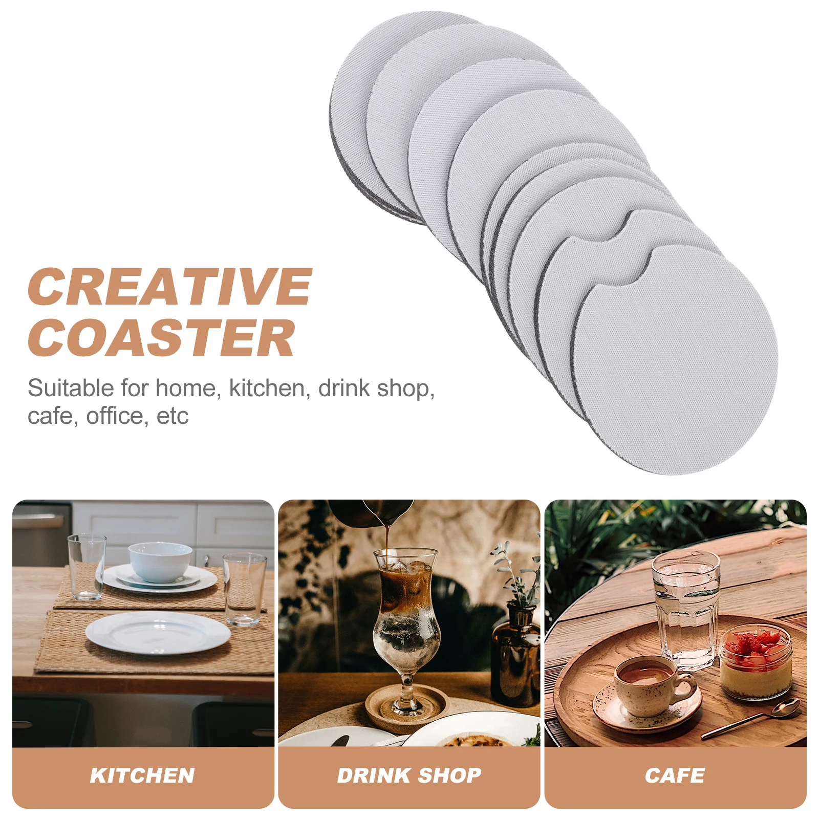 10 Stück Gummi-Untersetzer im einfachen Stil, Verbrühungsschutz, Tassenkissen für Zuhause und Auto, exquisite Handwerkskunst, Tischschutz, Weiß