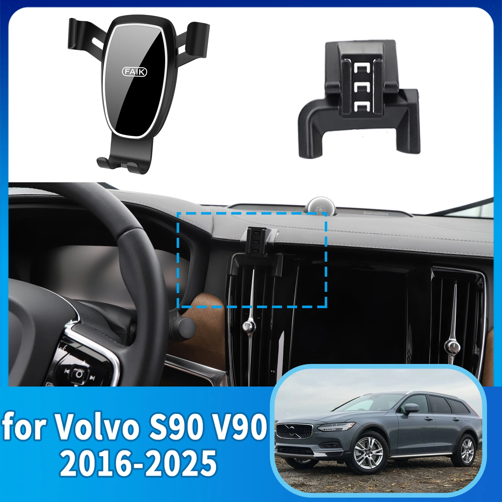 

Car Mobile Phone Holder for Volvo S90 V90 2016~2025 360 Accessories GPS Bracket Navigation Stand Auto