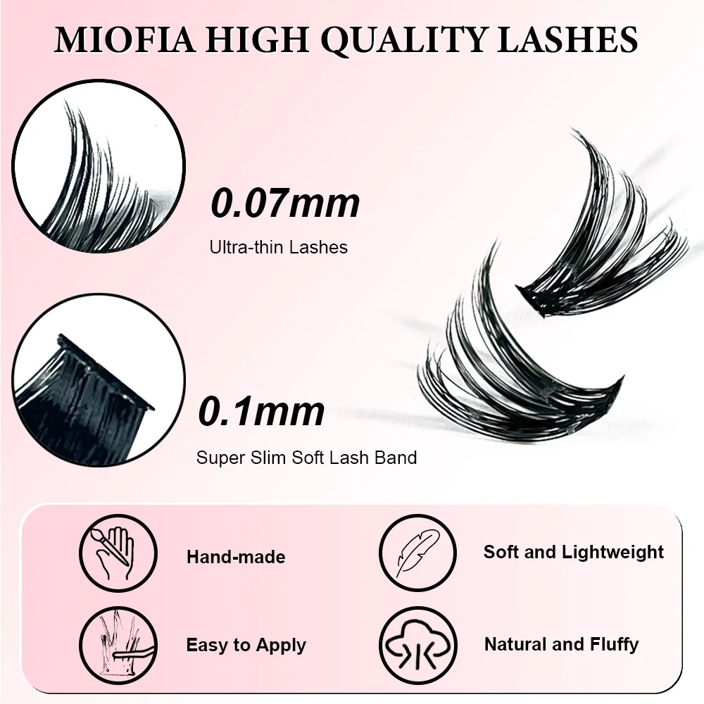 MIOFIA 100D Wimpernbüschel 3D Faux Mink Wimpern Flauschige Einzelwimpern Volumenwimpern Katzenaugen-Wimpern Natürliche Wimpernverlängerung Make-up – Detail 4