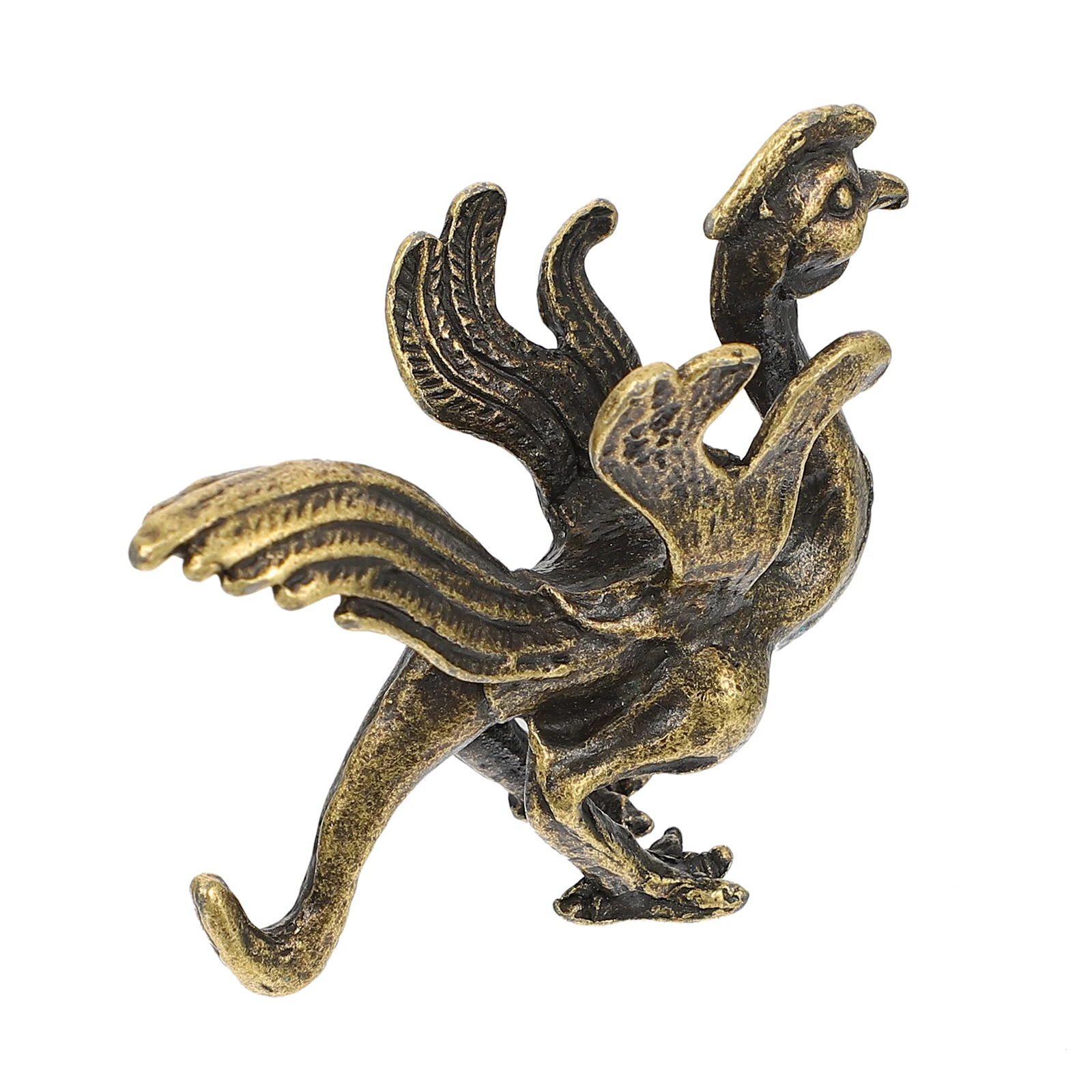 

Unique Decorative Alloy Phoenix Craft nament Compact Size Brass Adornment Creative Desktop Animal Decoration Home Office Supply