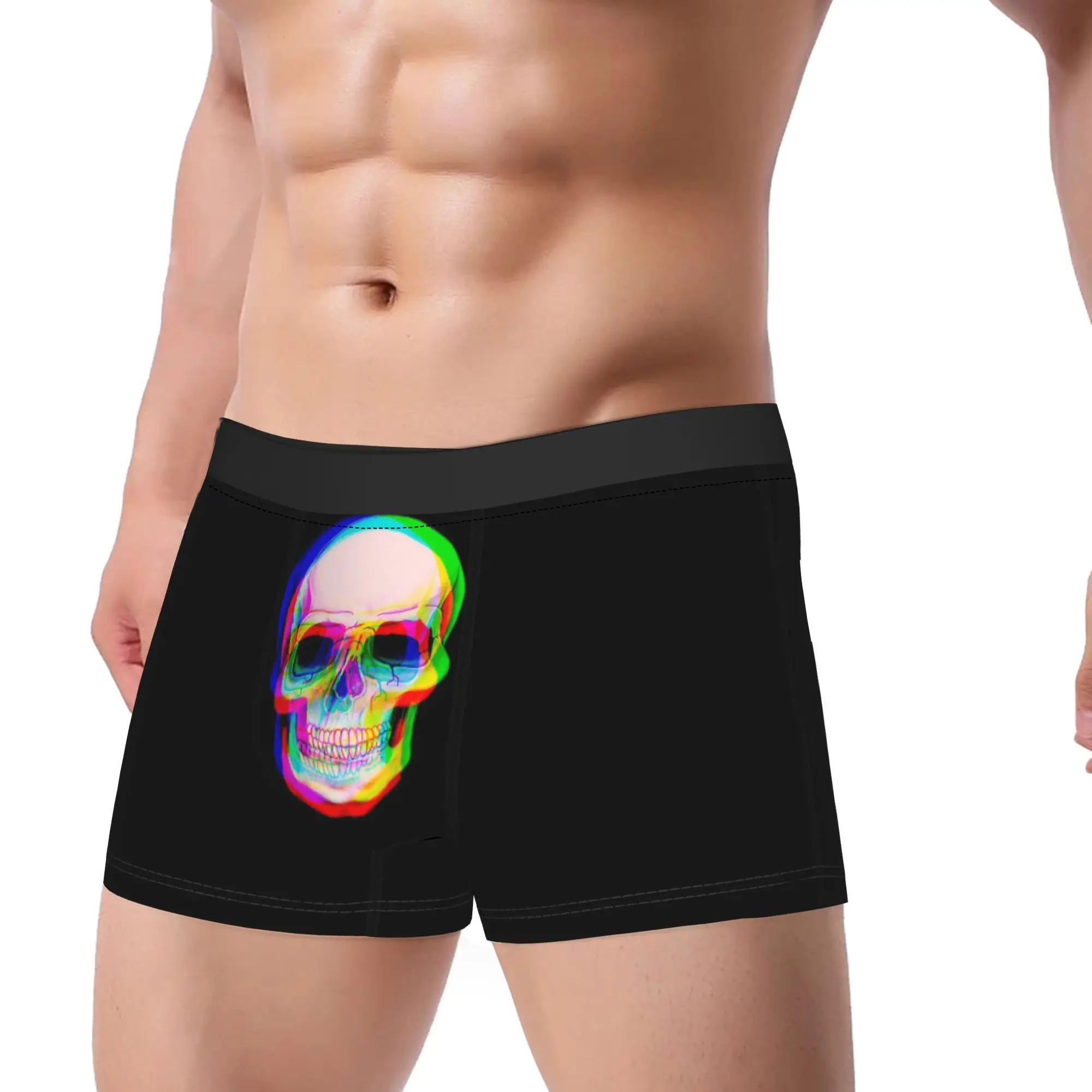 

Мужское нижнее белье с 3D черепом, психоделические трусы-боксеры, шорты, модные трусы из полиэстера для мужчин, большие размеры