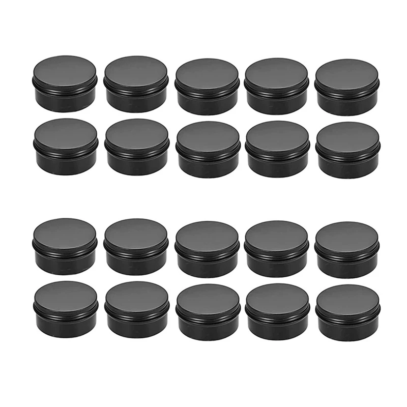 20Packs Empty Jars 80Ml Black Round Aluminum Tin Cans Screw Top Metal Steel Tins Lip Balm Tins Box Cosmetic Containers