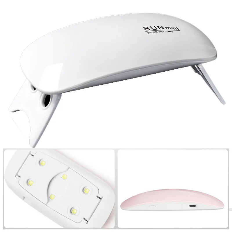 Mini secador de unhas 6W LED luz UV portátil lâmpada de manicure doméstica com cabo USB para ferramenta de manicure à base de gel