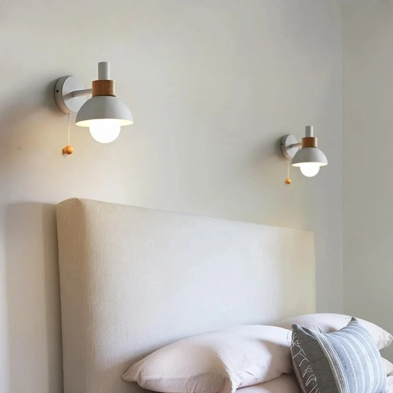 Minimal LED Zipper Switch E27 Wall Lamp Bedroom Bedside Living Dining Home Decor Wall Mount Indoor Ambient Art Decor Lamp Unit