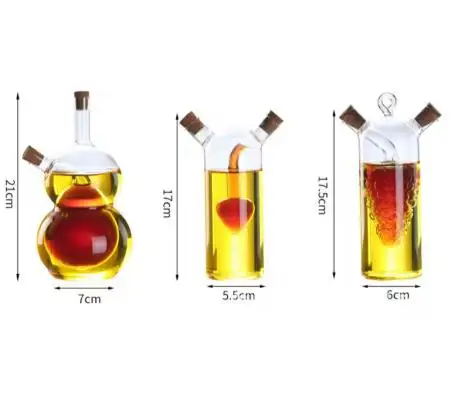 2-in-1 Double Layer Bottle Sauce Oil Vinegar Glass Bottle Condiment Seasoning Sealed Kitchen Storage Bottles Jars Kitchen Tools
