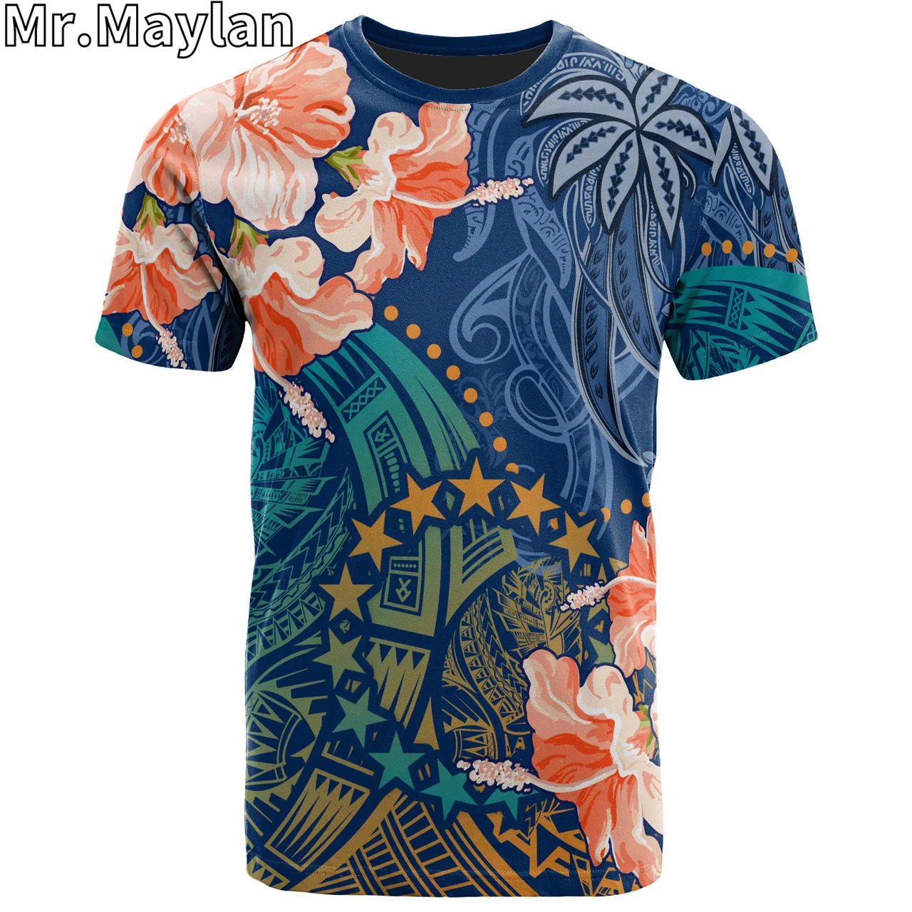 Personalised 3D Cook Island Polynesian Hawaii T-Shirt Polynesian Vibes Flower Tattoo Tshirt Men Women Streetwear Unisex Tee Tops