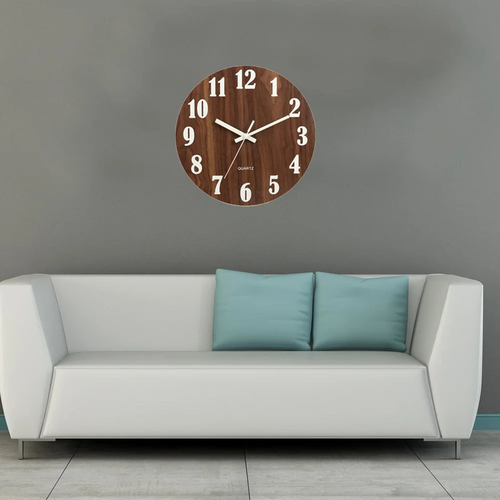 

12 Inch Luminous Wooden Wall Round Vintage Decorative For Living Room Bedroom Bar Cafe Hotel Garden Indoor Decor Hanging Clock