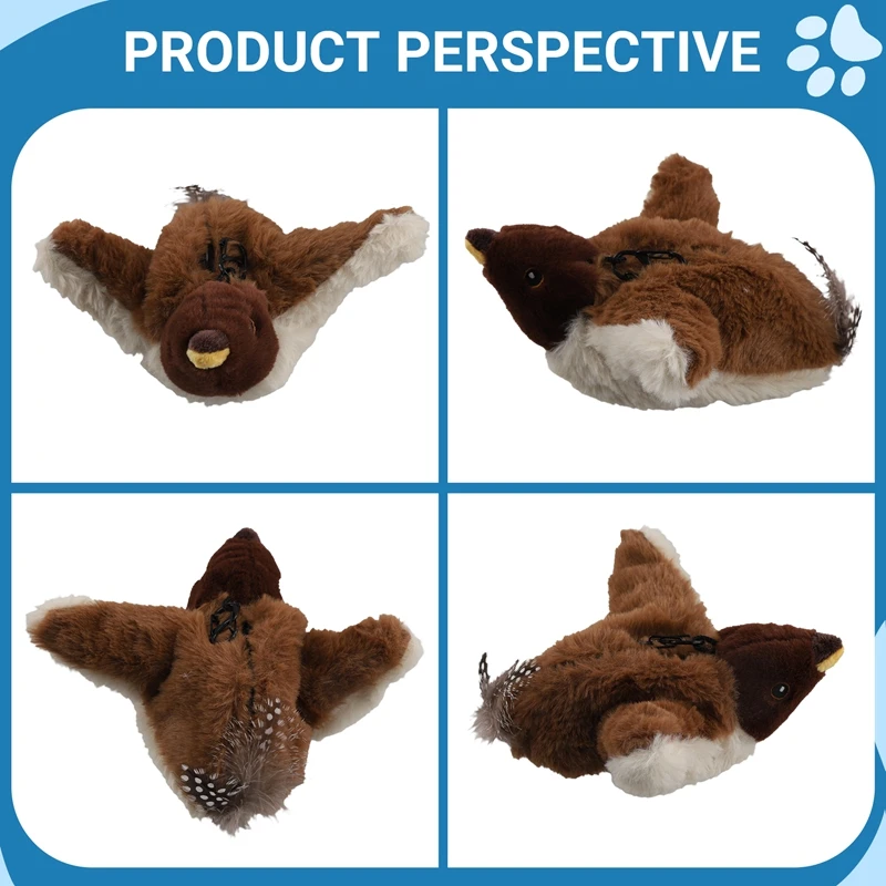 Interactive Cat Toys, Rechargeable Chirping Flapping Birdplush Kitten Exercise Toys