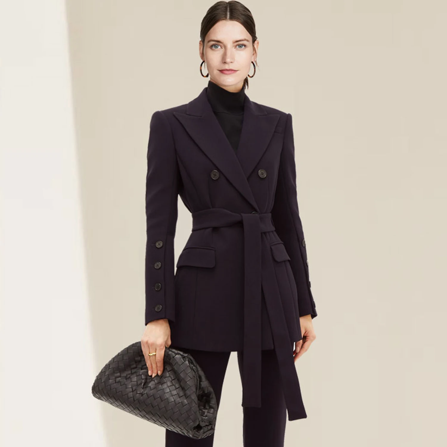 

Allingentle Women's 2 Piece Set Double-Breasted Business Suit Elegant Pantsuit Set with Belt for Party Office Outfits Customize