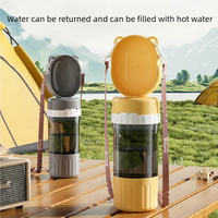 2-in-1 Leakproof Pet Bottle 400ml Water 180ml Food Dog Cat Travel Bowl for Hiking Camping Portable Dual Storage