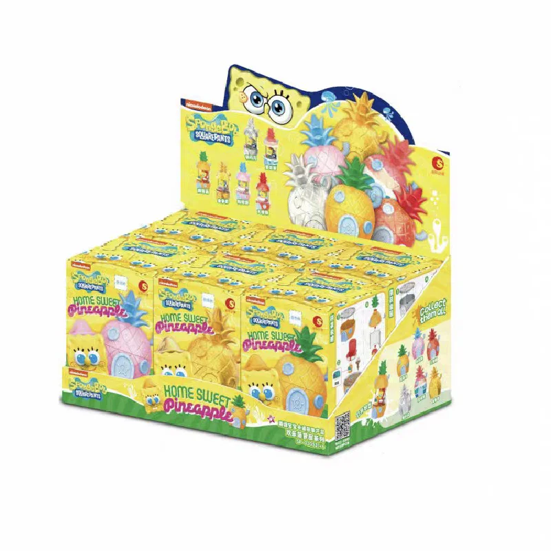

Новая глухая коробка «Губка Боб», модель «Счастливый ананас», 6 стилей, оригинальные собранные настольные украшения, детские игрушки, подарок