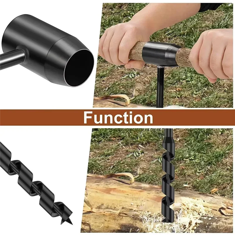 ABJI-herramienta perforadora de supervivencia, brocas de barrena para exteriores, Bushcraft, Camping, fabricante de agujeros Manual, núcleo de llave de 10/16/19/25Mm para carpintería
